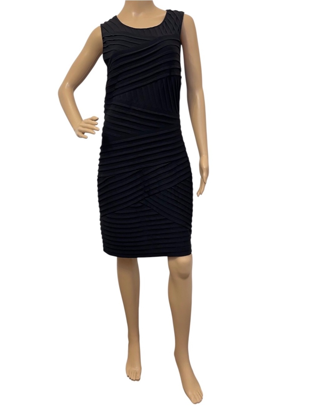 Calvin Klein Black Sleeveless Textured Sheath Dress
